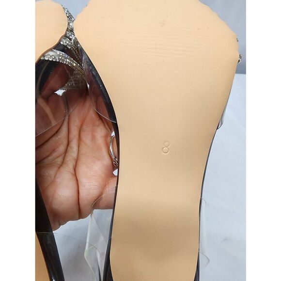 sarawill Women's 8 Stiletto Pumps Pointed Toe Transparent PVC High Heels Crystal - Picture 8 of 10